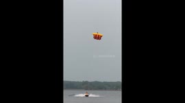 Awesome beach inflatable ride soars like a plane
