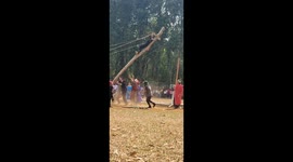 Stylish Jesus's Cross Nearly Falls Down During Passion Play