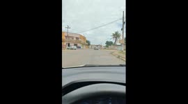 Quirky scene unfolds as catawampus car navigates streets of Luziania, Brazil