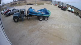Vacuum truck endures dramatic implosion in Preston, Minnesota