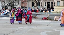 On Good Friday the annual retelling of the Passion Of Jesus took place in Trafalgar Square