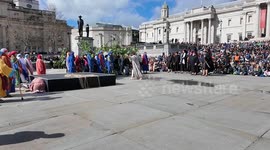 On Good Friday the annual retelling of the Passion Of Jesus took place in Trafalgar Square
