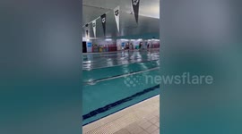 Taiwan earthquake shakes indoor swimming pool