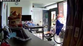 Taiwan earthquake topples furniture in family home