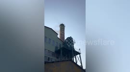 Taiwan earthquake causes factory chimney to collapse