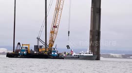 Marine crews remove bridge collapse debris in Baltimore