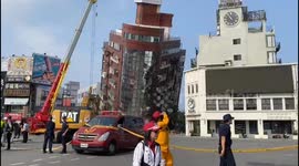 Taiwan earthquake epicentre has titled and damaged buildings