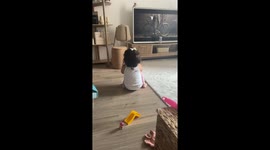 Daughter Sits On Small Bench