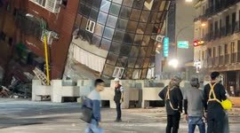 Twenty-four trapped people rescued from severely tilted building in Taiwan earthquake