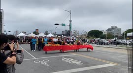 Ceremony starts to demolish Uranus building in Hualien that tilted dangerously after Earthquake