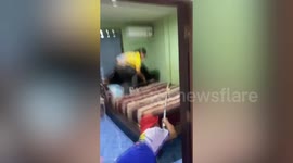 Snake wranglers catch huge python in bedroom