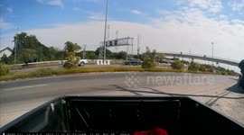 Wheel falls off truck causing it to topple over