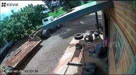 Tire Explodes in Repair Shop and Almost Hits Couple
