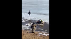 Teenagers rescued from thin ice on Ural River in Orenburg, Russia