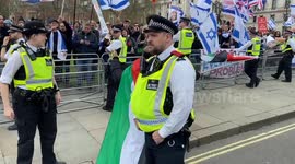 Chaotic scenes in Westminster as pro-Palestine l and pro-Israel protesters confront each other in Parliament Square