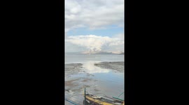 Gas rises from Taal Volcano in the Philippines