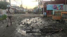 Aftermath of cold lava flood from Mount Marapi in Indonesia. Residents observe the damaged village as the cold lava from Mount Marapi destroyed resident houses, vehicles, rice fields and cut off road access at Bukik Batabuah village in Agam District, West