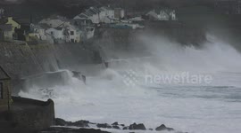 Massive waves punish Porthleven as Storm Kathleen blasts the south west of the UK