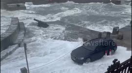 Large waves causing chaos in Cornwall   following storm Kathleen making its way over parts of the UK.