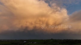 Sunset Mammatus Clouds During Storm Kathleen By Drone In Strong Winds