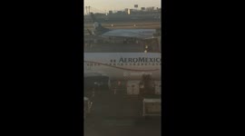 time lapse of Aeromexico airplanes in Terminal 2 Benito Juárez International Airport Mexico City