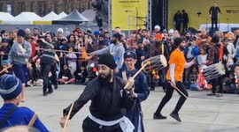 Stunning - and mildly terrifying Gatka martial arts demonstration in London for Vaisakhi Festival