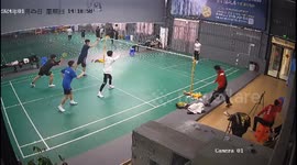 Accidental Mishap During Badminton Practice Session in China