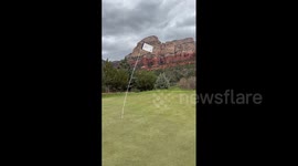 US: Strong Wind Bends Flagstick At Golf Course In Sedona, Arizona