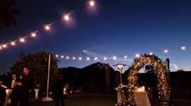 SpaceX launch of a rocket over a wedding in Scottsdale, Arizona at night time
