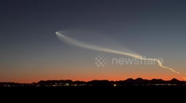 SpaceX Falcon 9 rocket launch as seen from the Arizona desert near Santan Valley