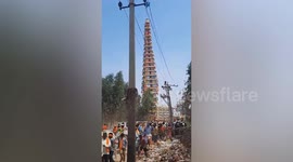 120ft tall religious monument topples over during procession
