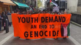 Pro-Palestine youth group march in Central London demanding an arms embargo on Israel