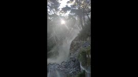 Mountain hiker captures landslide during Taiwan earthquake