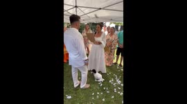 Dog's unique contribution to wedding ceremony: scratching its butt during vows