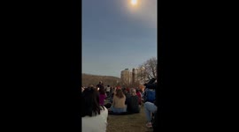 Crowd Cheers At Solar Eclipse