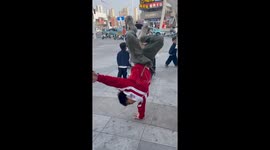 Energetic Chinese boys showcases great street dance skills