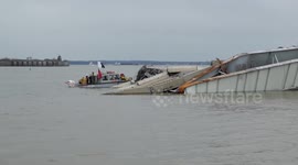 Salvage Operations Intensify to Clear Debris from Collapsed Francis Scott Key Bridge in Baltimore, MD, USA