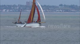 Sunny spells for sailing crew off Kent coast, UK