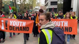 Pro-Palestine and climate group Youth Demand march through train stations and central London