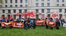 Palestine Action and Youth Demand activists target the MOD building with red paint