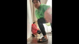 Rainy day mishap: hilarious trip and fall in Bandung
