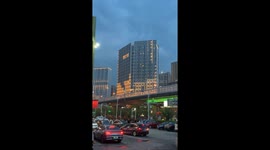 Tetris-inspired building wows onlookers in Chinese night sky