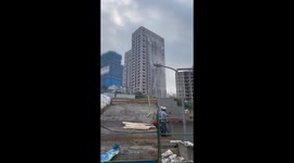 Thrilling footage of penthouse pool turning into waterfall during earthquake in Taiwan