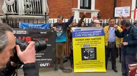 Julian Assange protest outside the Embassy of Ecuador in London
