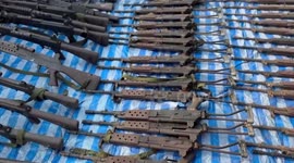 Resistance groups show off weapons 'seized from junta in Myanmar'