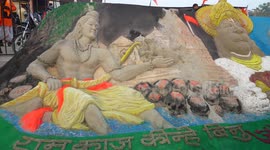 Spectacular sand sculpture of Ayodhya Ram Mandir in India