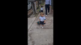 Tiny Twins Walk to Their First Day of School
