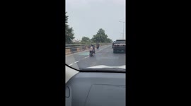 Guy Rides Mini Motorbike