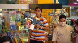 Locals start buying water guns for Songkran festival in Thailand