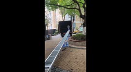 Water deliveryman builds makeshift conveyor belt